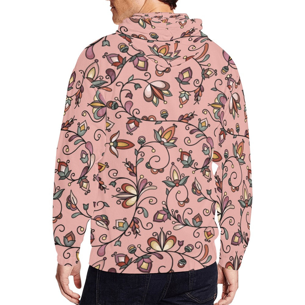 Burnt Sky Petals Peach Men's Zipper Hoodie