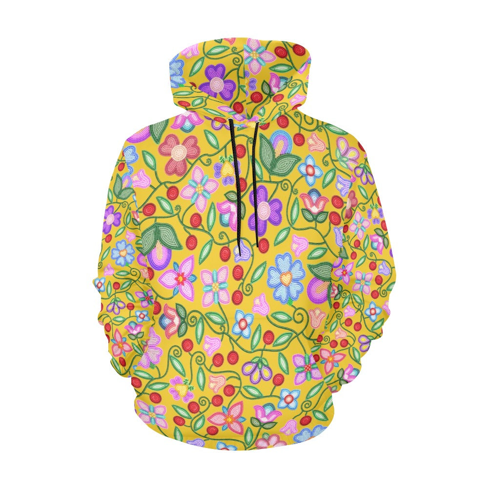 Petal Harmony Ochre All Over Print Hoodie for Women (USA Size)