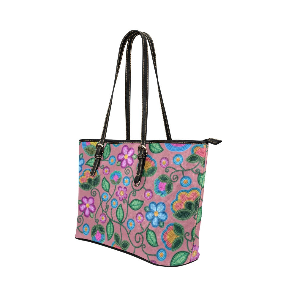 Turquoise Sunbeam Peach Leather Tote Bag/Large