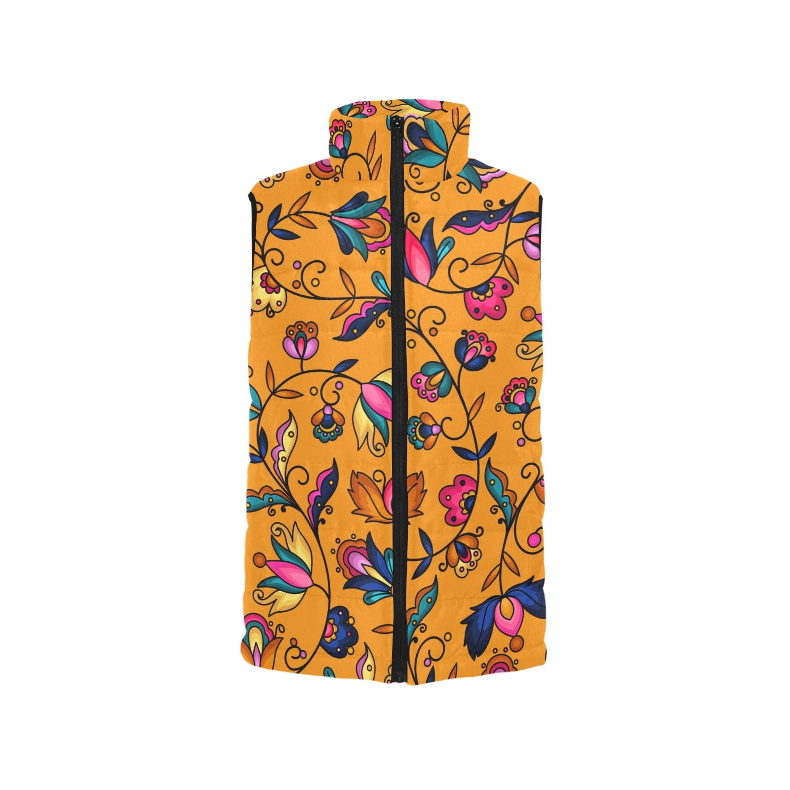 Copper Prairie Petals Orange Women's Padded Vest Jacket