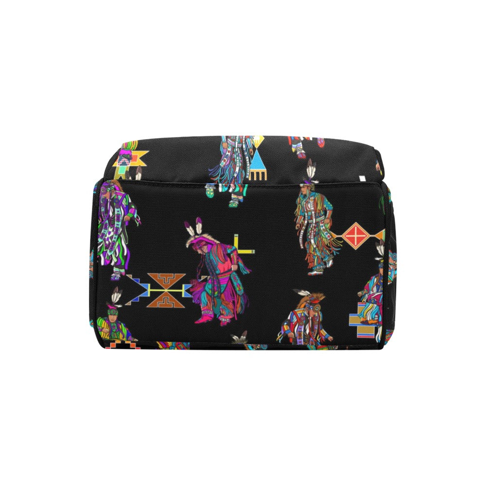Men's Grass Dancers Black Multi-Function Diaper Backpack/Diaper Bag