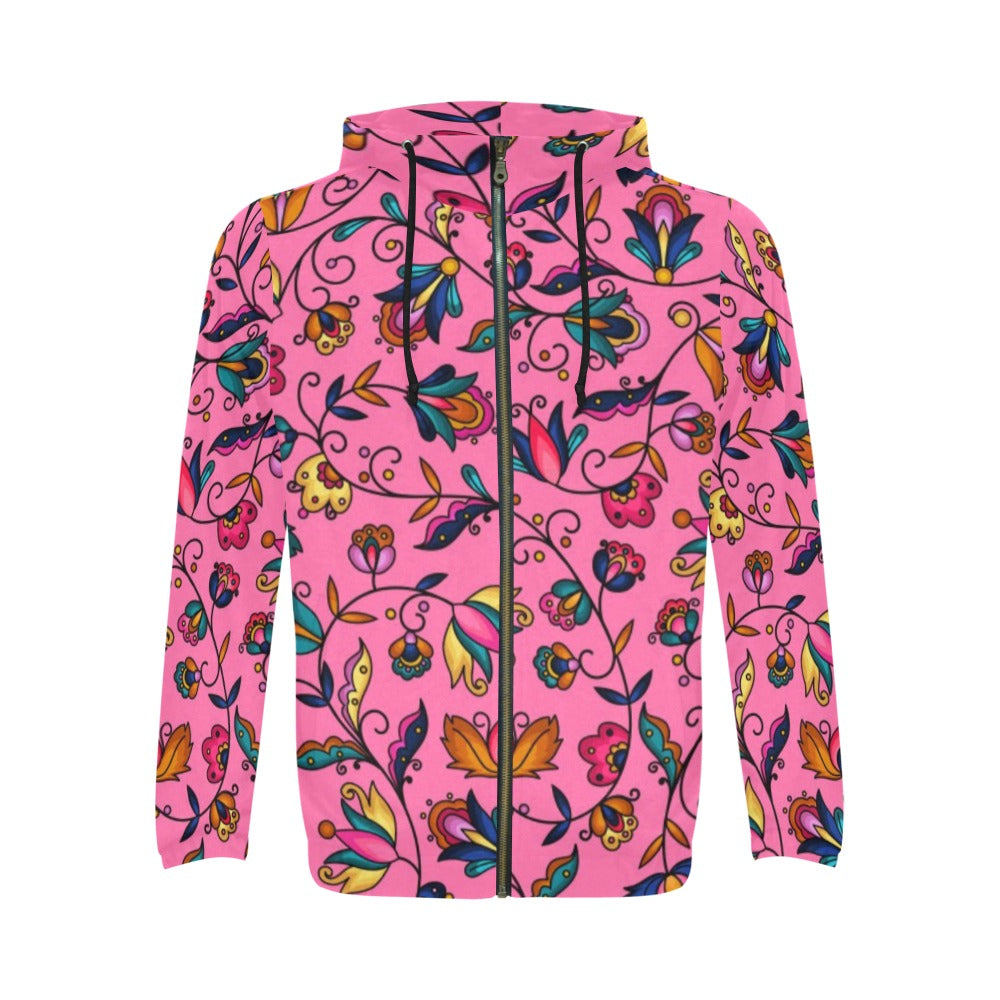 Copper Prairie Petals Pink Men's Zipper Hoodie