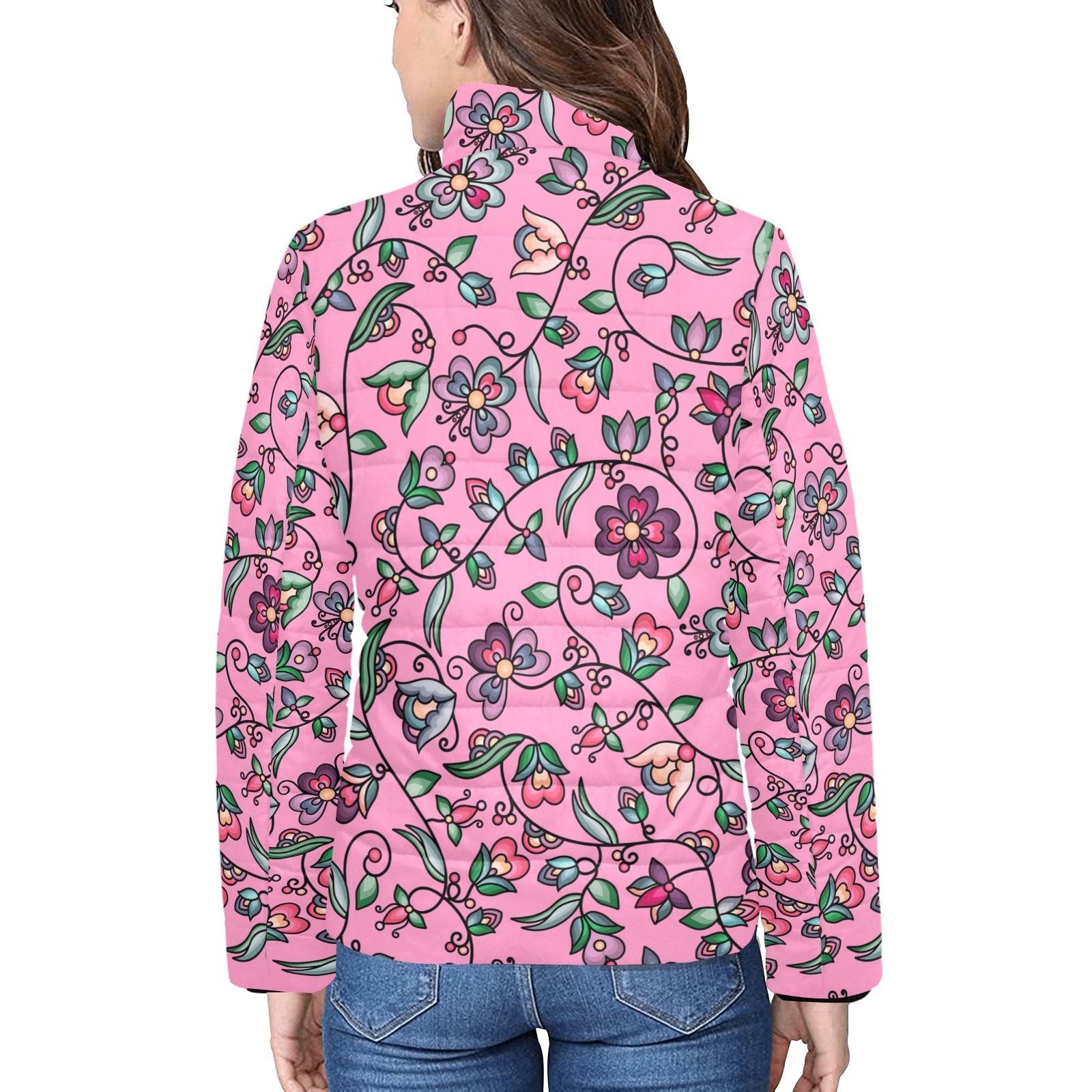 Amber Evening Garland Pink Women's Stand Collar Padded Jacket