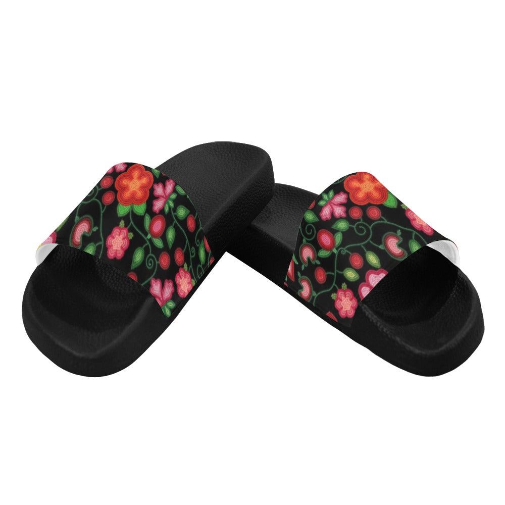 Rose Reverie Black Women's Slide Sandals