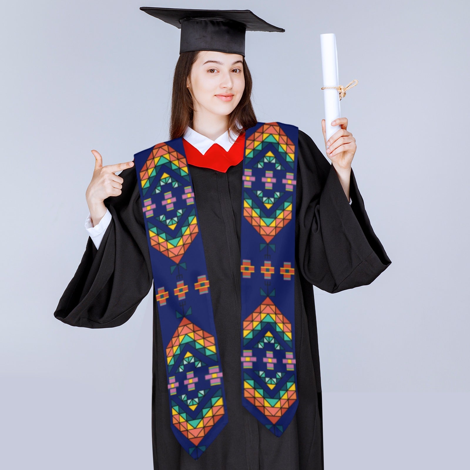 Travois Tipi Blue Graduation Stole