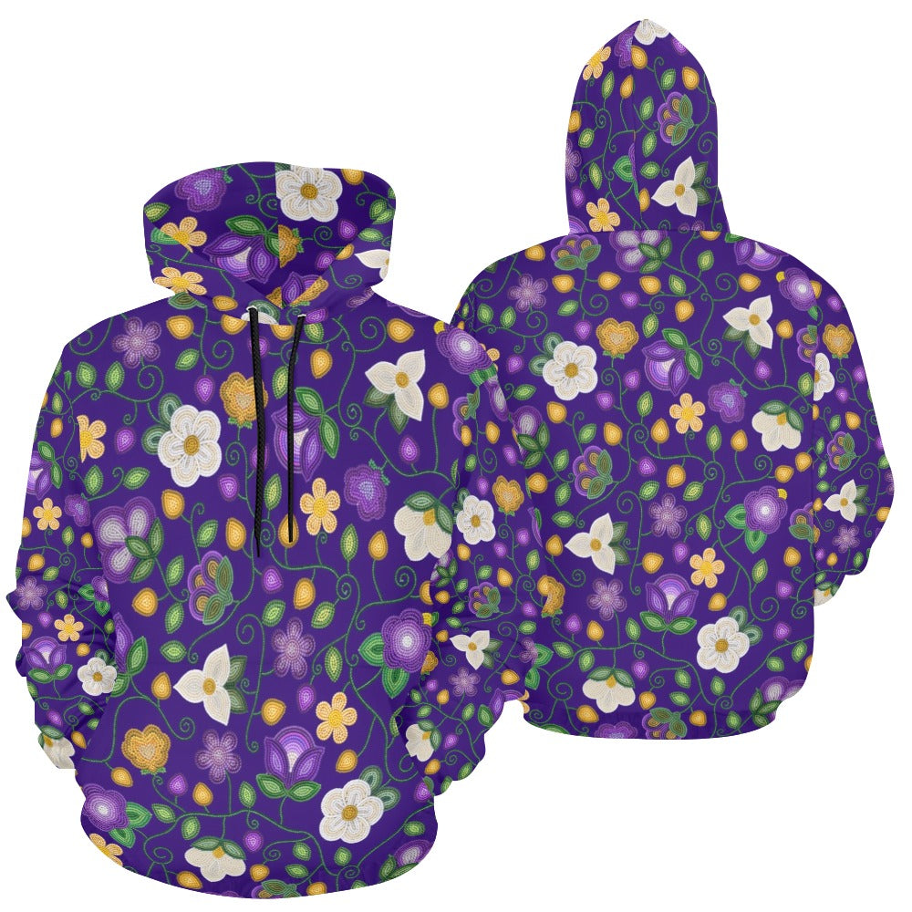 Midnight Moss Bloom Aubergine All Over Print Hoodie for Women (USA Size)