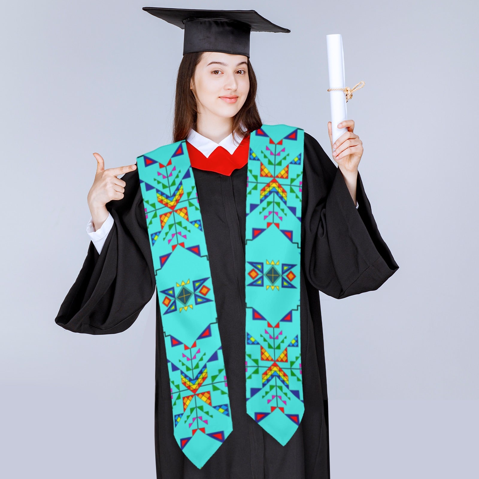 Buffalo Jump Turquoise Graduation Stole