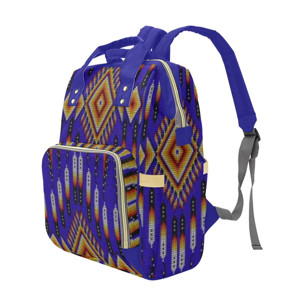 Fire Feather Blue Multi-Function Diaper Backpack/Diaper Bag