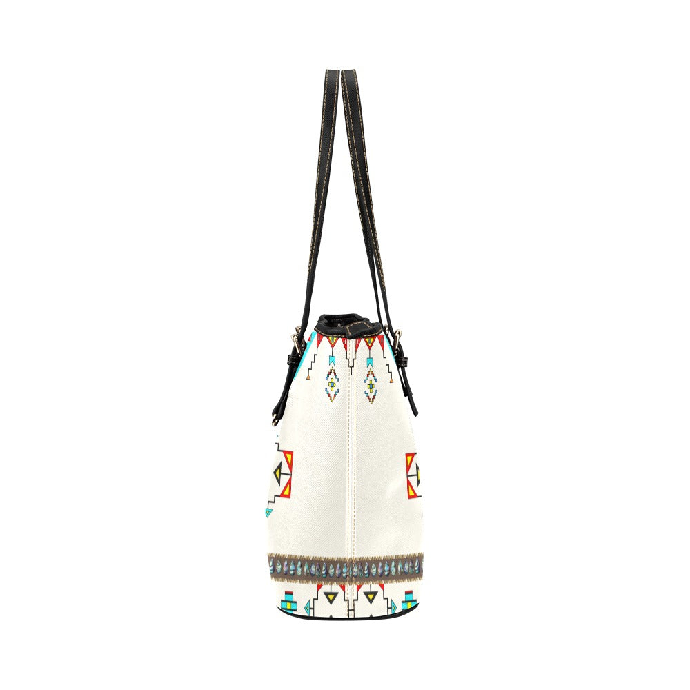 Sentinel of the Plains White Leather Tote Bag/Large