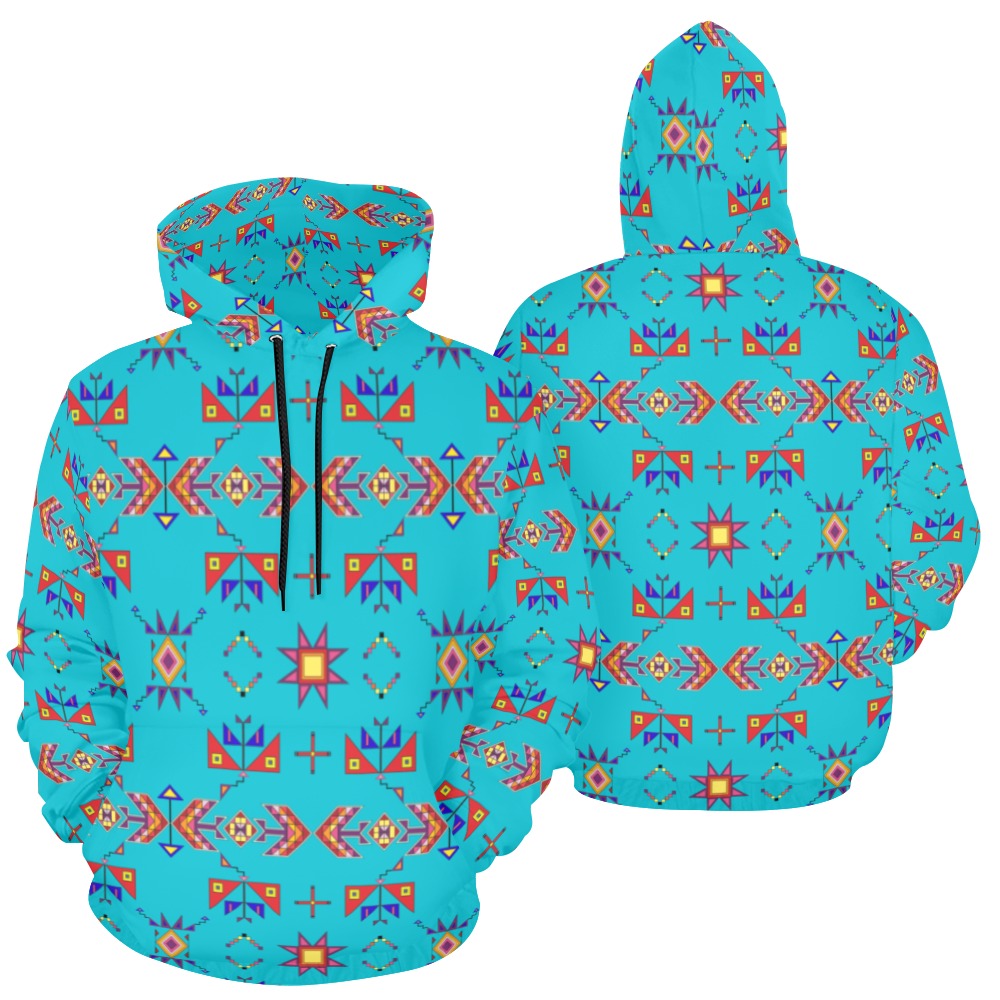 Scattered Generations Turquoise Hoodie for Men (USA Size)