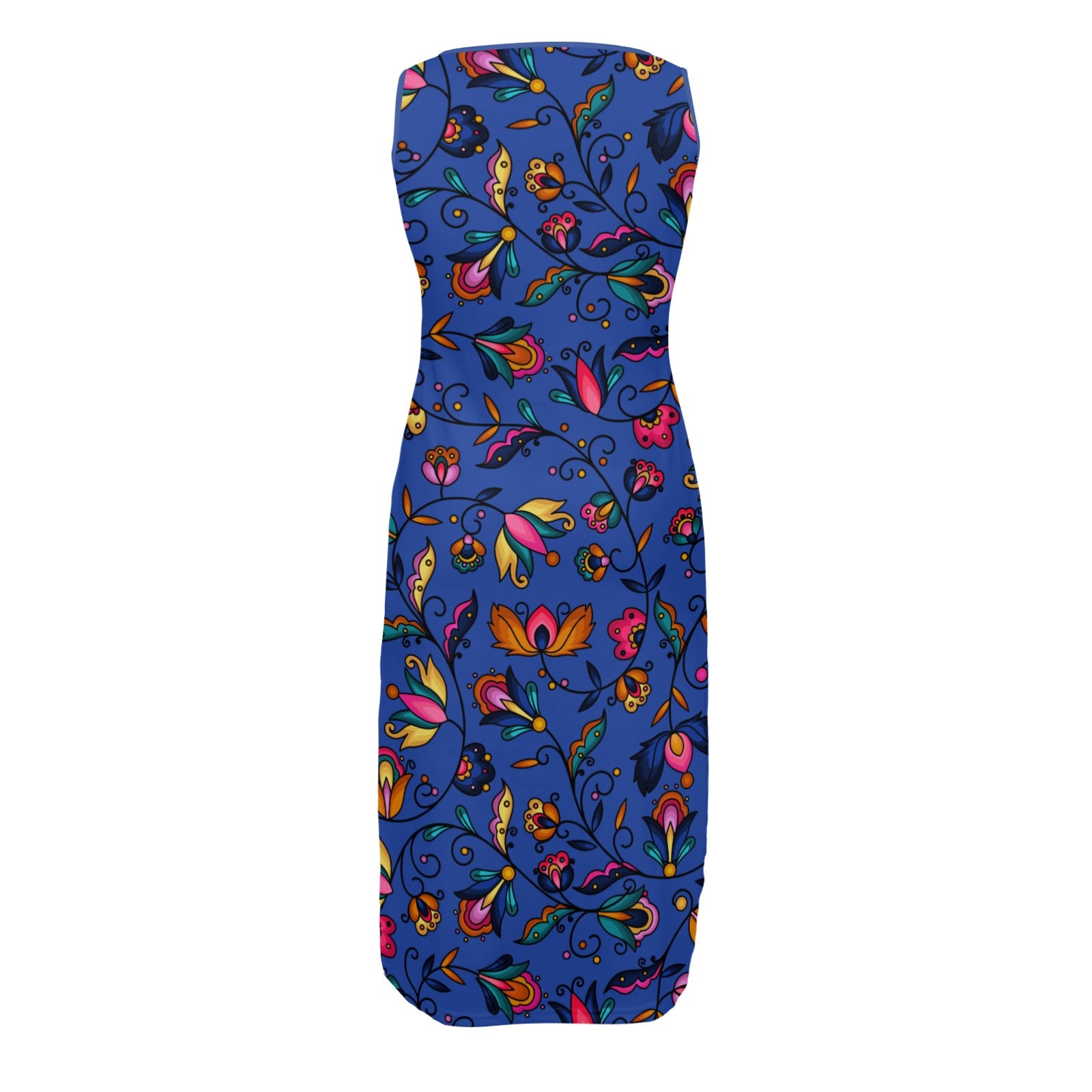 Copper Prairie Petals Blue Phaedra Sleeveless Open Fork Long Dress