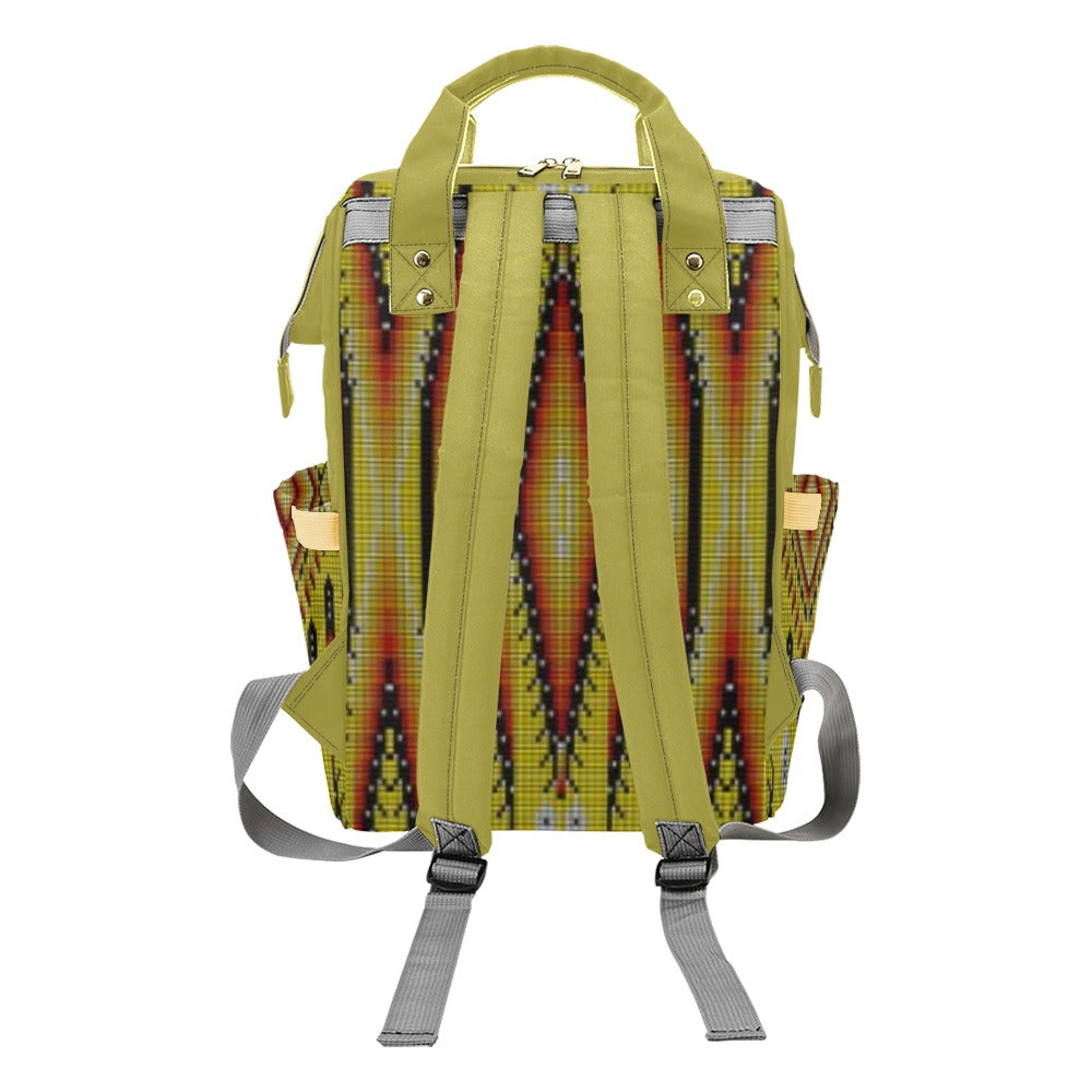 Fire Feather Yellow Multi-Function Diaper Backpack/Diaper Bag