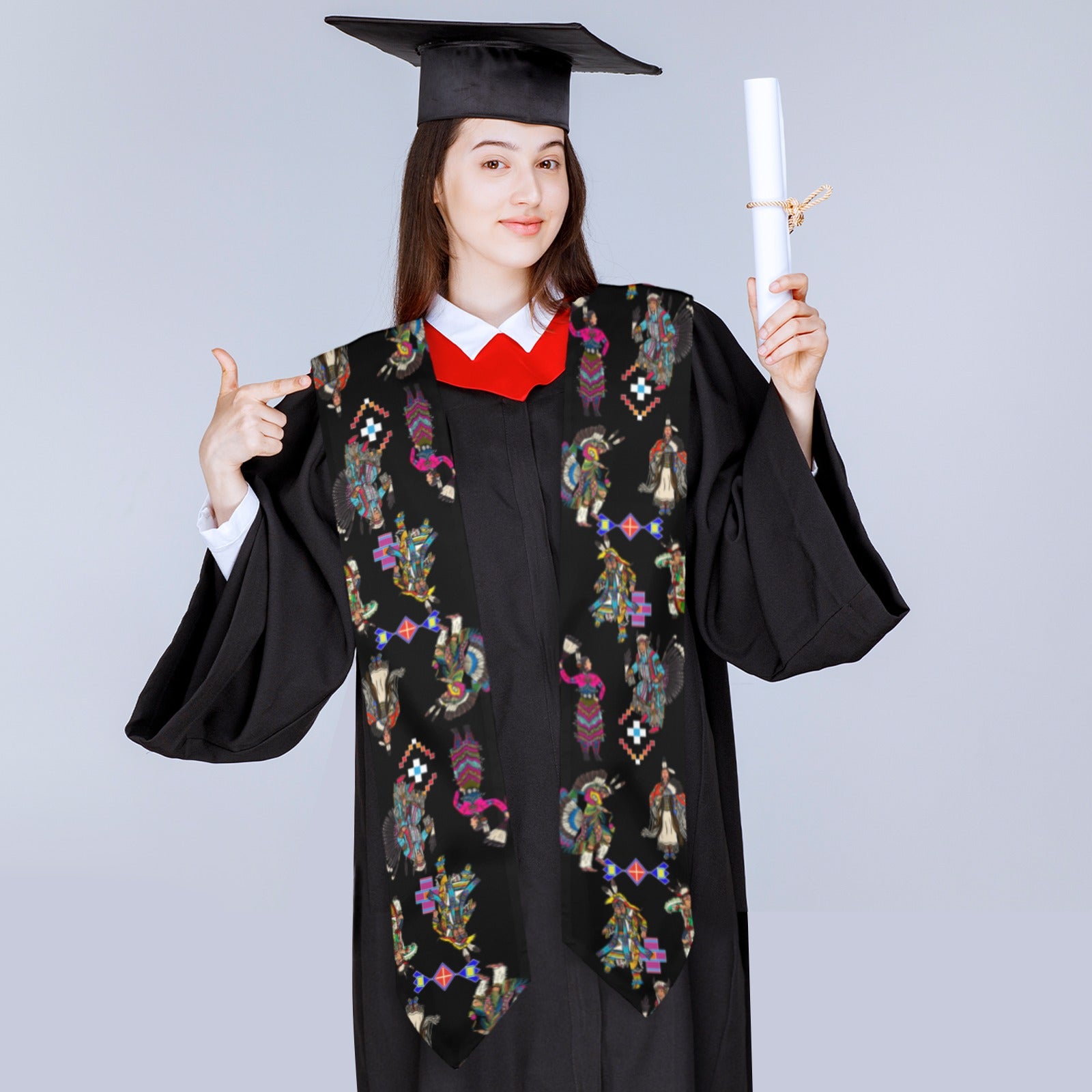 Grand Entry Dancers Black Graduation Stole