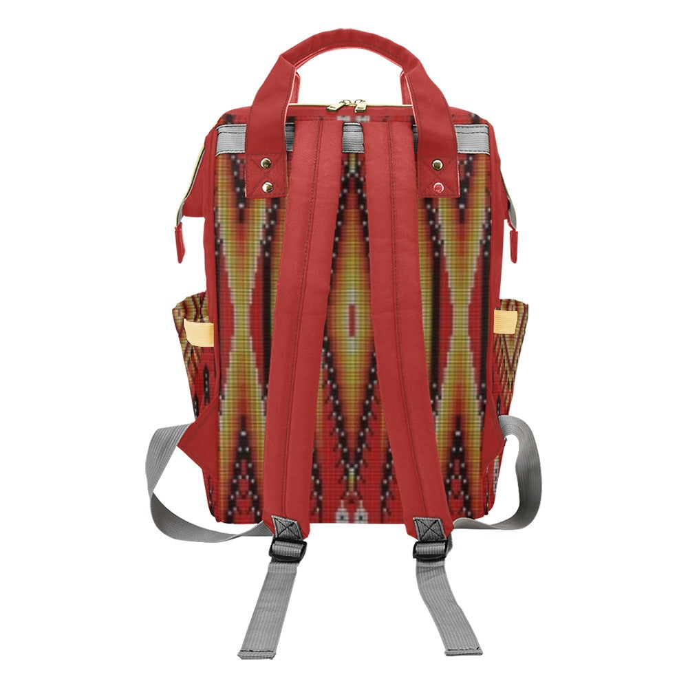 Fire Feather Red Multi-Function Diaper Backpack/Diaper Bag