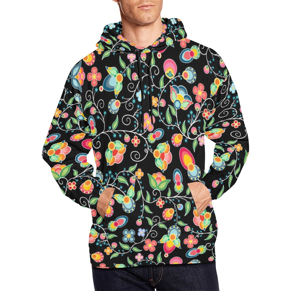 Floral Bounty Black Hoodie for Men (USA Size)