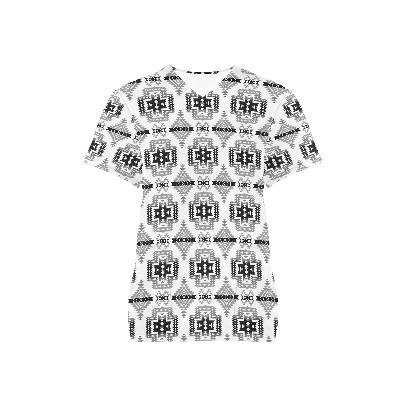 Pretty Blanket White and Black Scrub Top