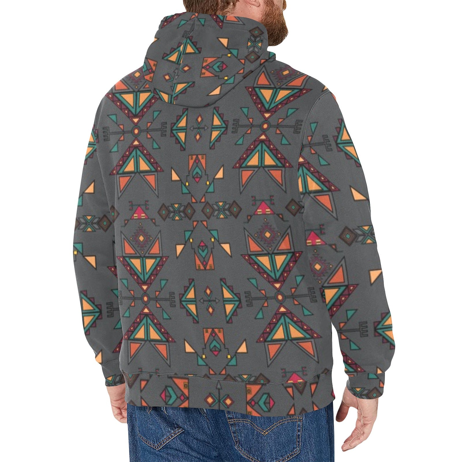 Arrow dawn Gray Men's Long Sleeve Fleece Hoodie