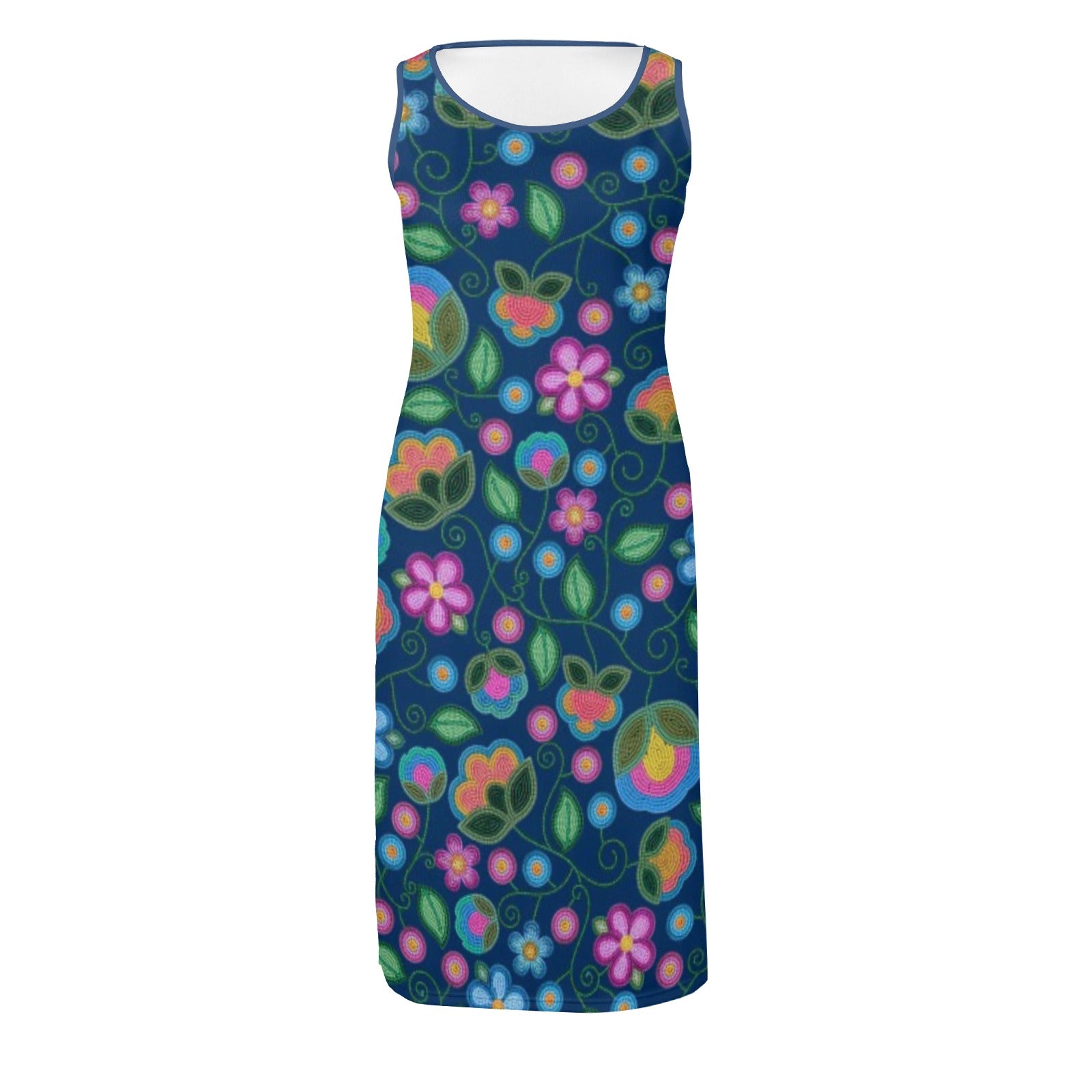 Turquoise Sunbeam Blue Phaedra Sleeveless Open Fork Long Dress