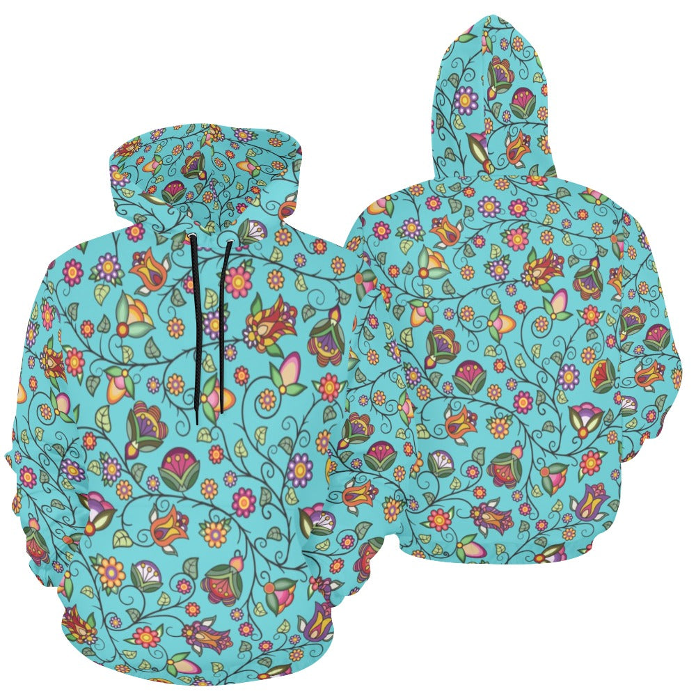 Heartbeat Petals Turquoise Hoodie for Men (USA Size)