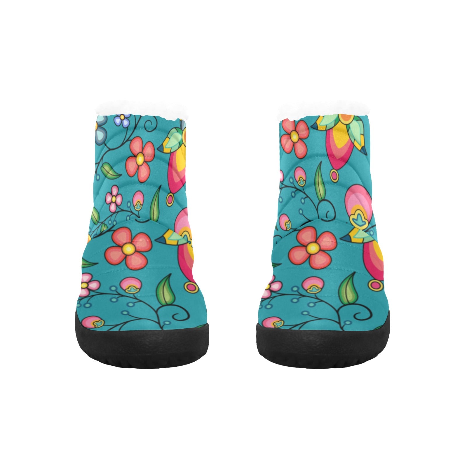 Floral Bounty Teal Men's Padded Winter Boot