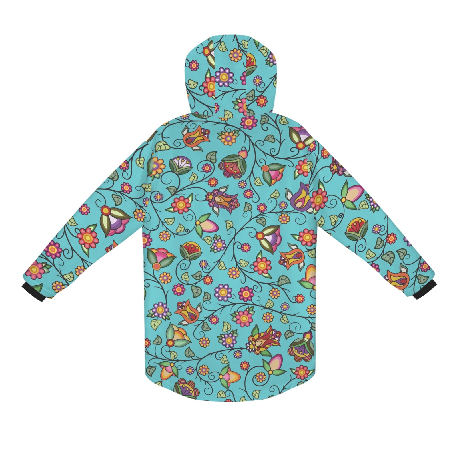 Heartbeat Petals Turquoise Unisex Sherpa Lined Hooded Coat