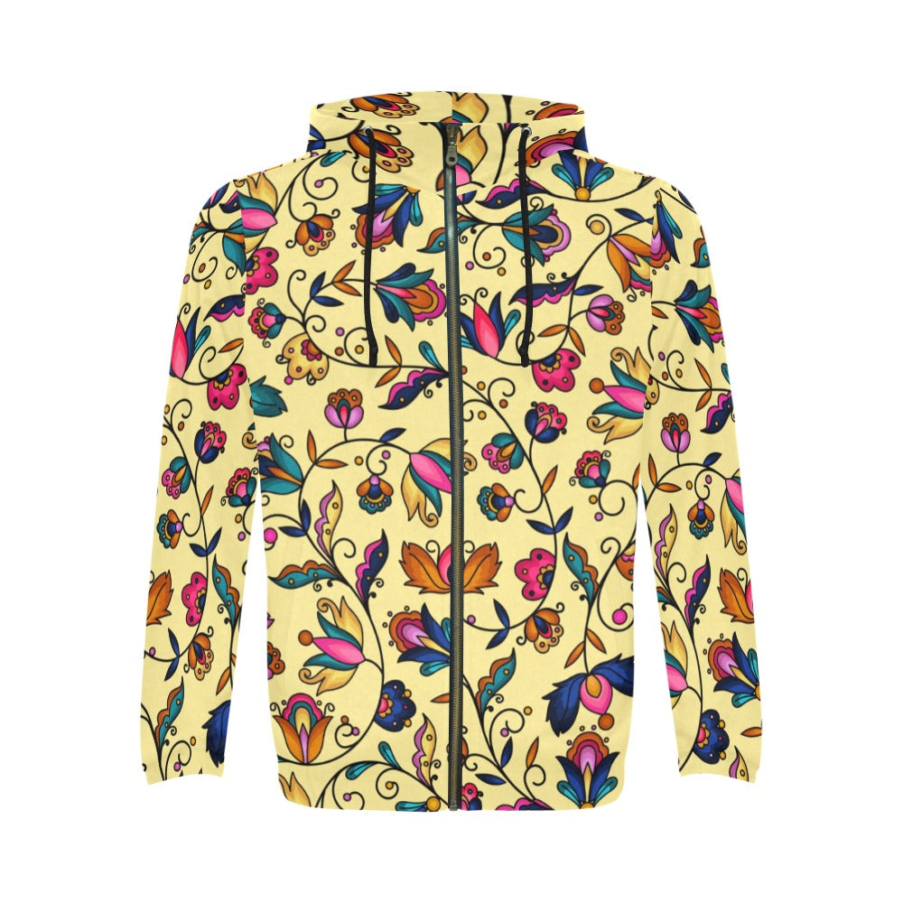 Copper Prairie Petals Yellow Men's Zipper Hoodie)