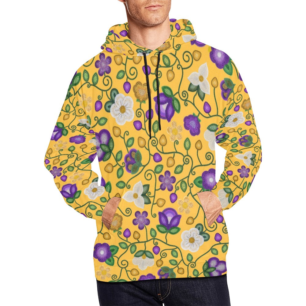 Midnight Moss Bloom Yellow Hoodie for Men (USA Size)