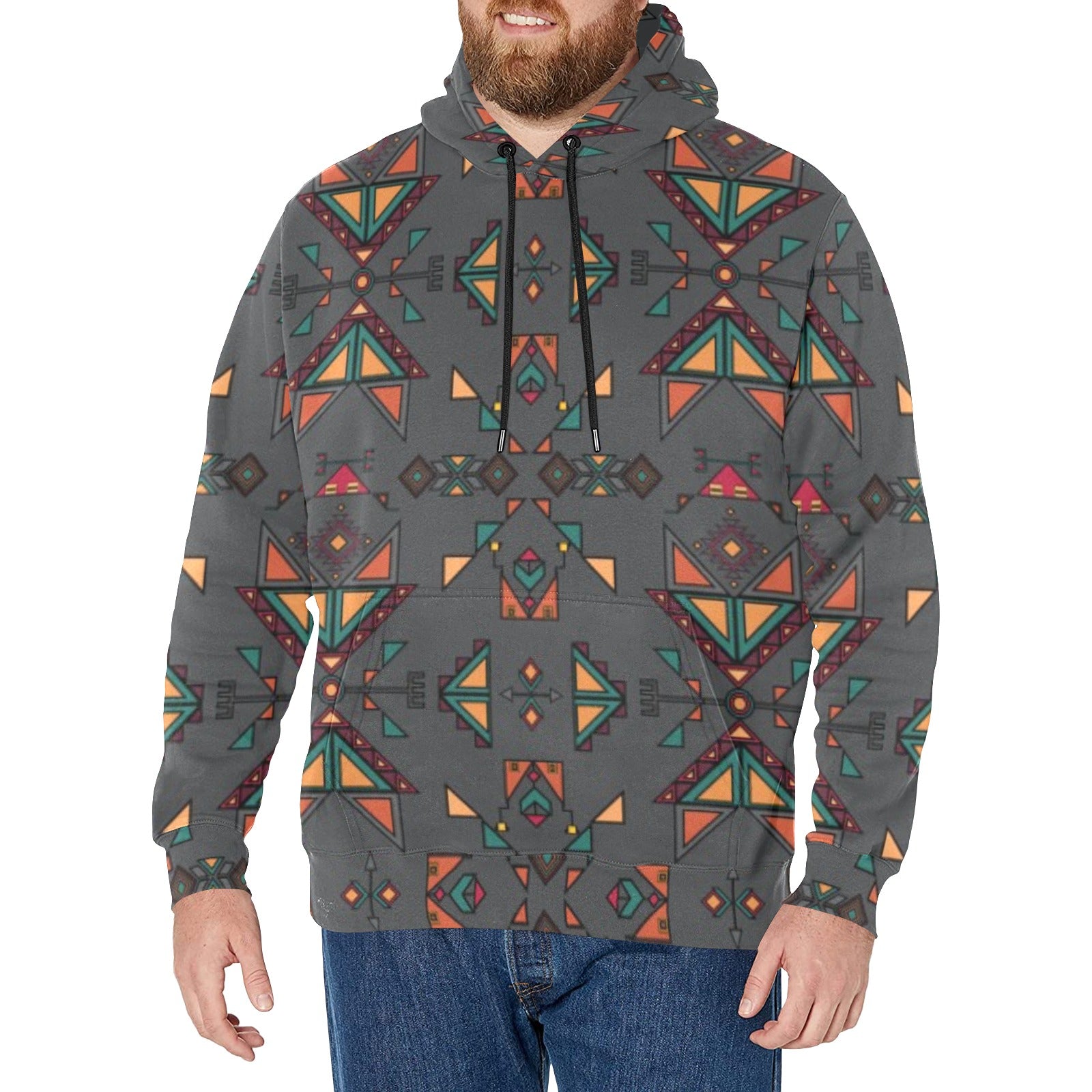 Arrow dawn Gray Men's Long Sleeve Fleece Hoodie