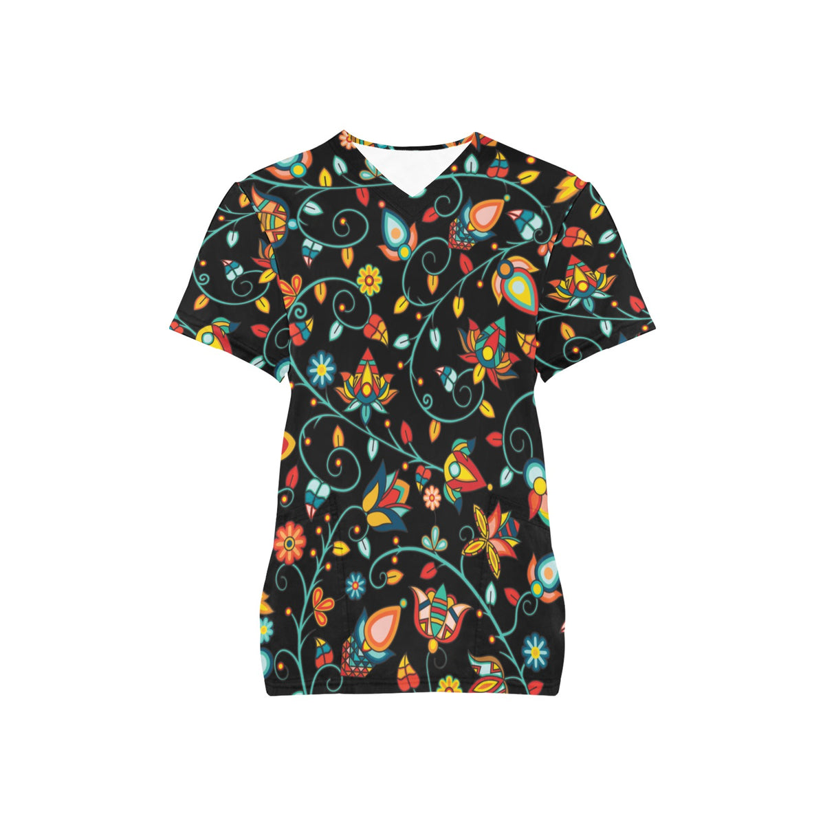 Thorny Path Black Scrub Top