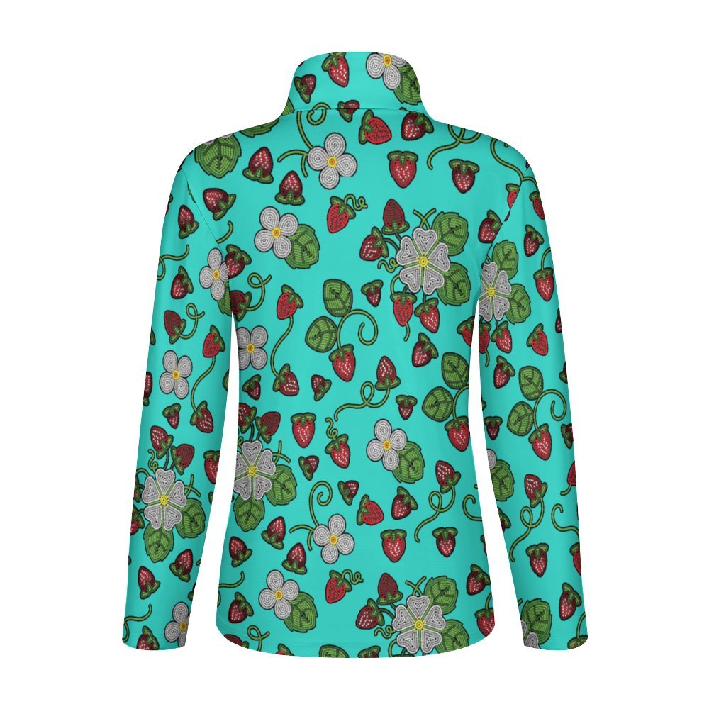 Strawberry Dreams Turquoise Long Sleeve Yoga Shirt