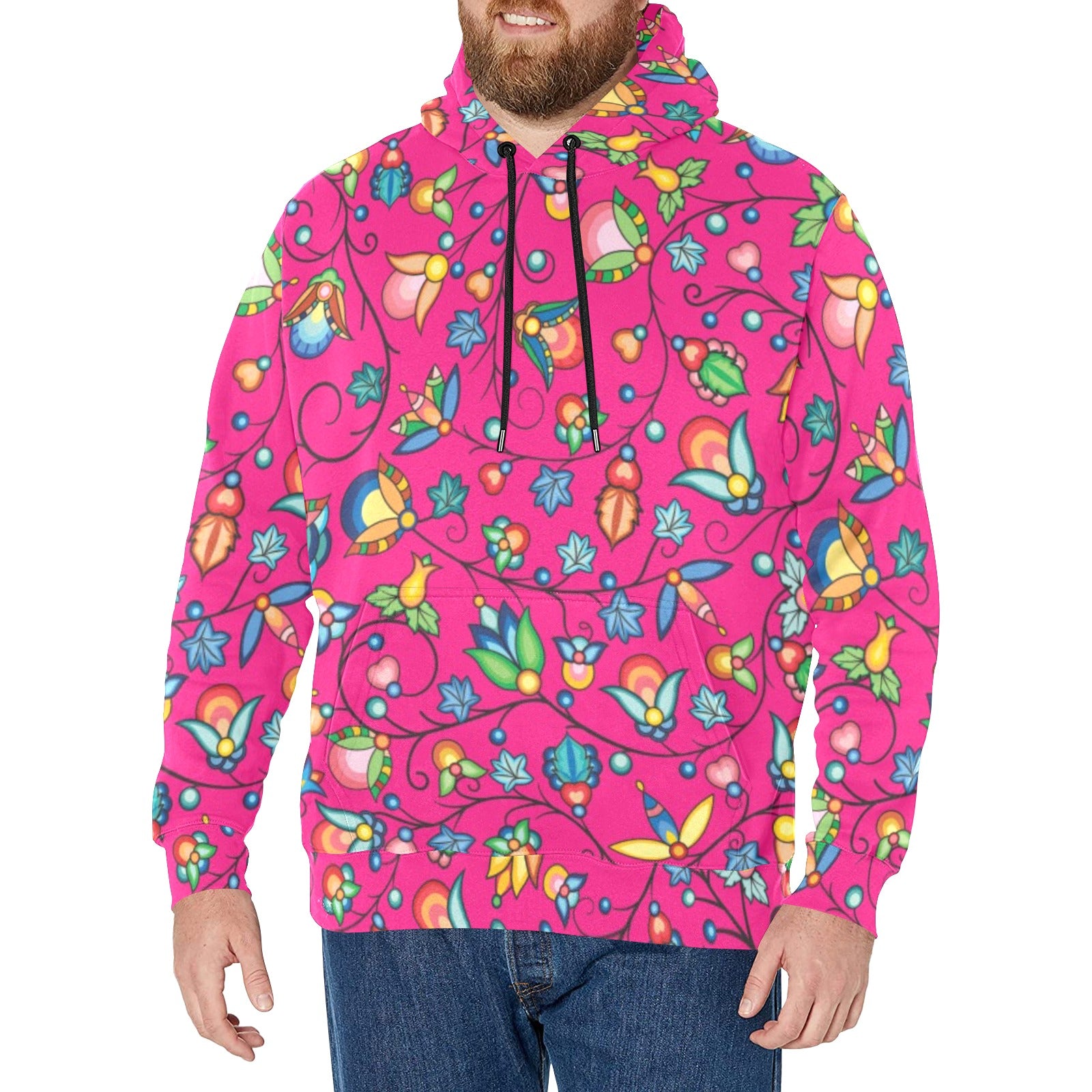 Prairie Plains Spirit Pink Men's Long Sleeve Fleece Hoodie
