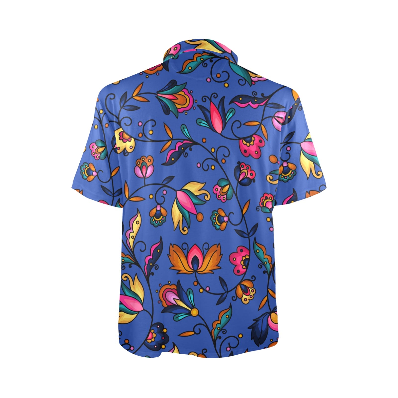 Copper Prairie Petals Blue Polo Shirt
