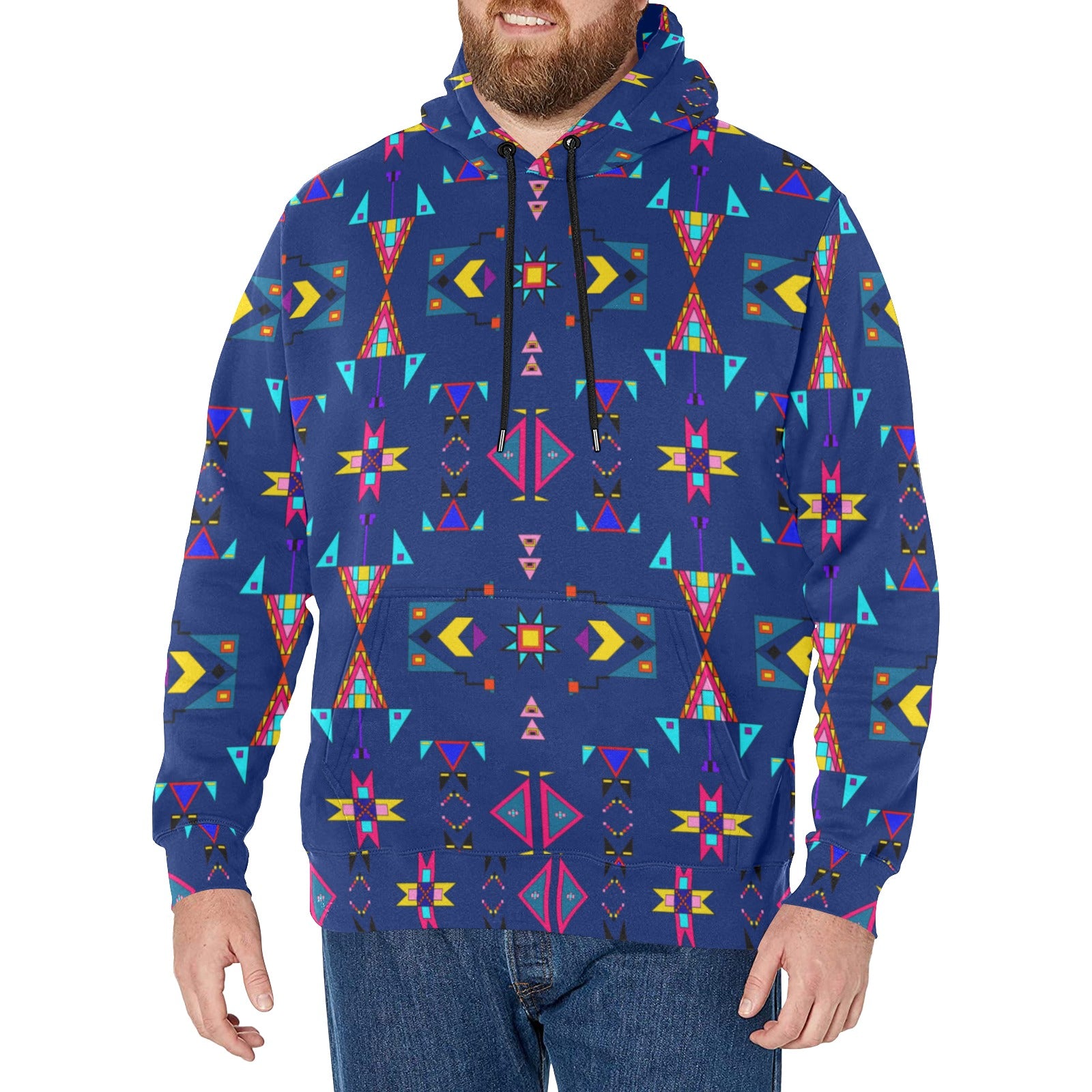 Enemy Territory Dark Navy Men's Long Sleeve Fleece Hoodie