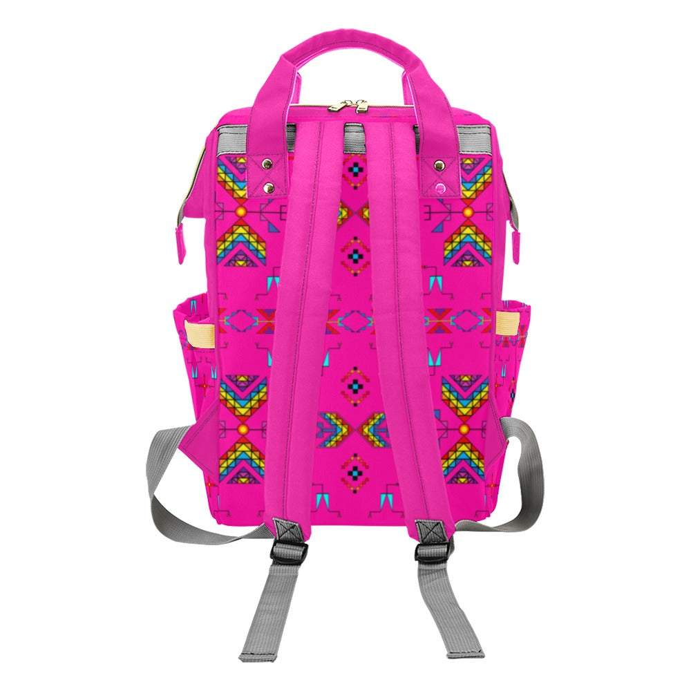 Rainy Chief Rainbow Hot Pink Multi-Function Diaper Backpack/Diaper Bag
