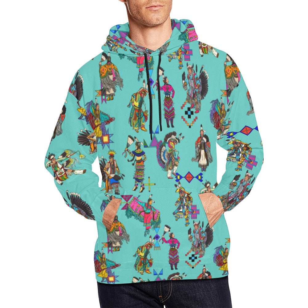 Grand Entry Dancers Eggshell Blue Hoodie for Men (USA Size)