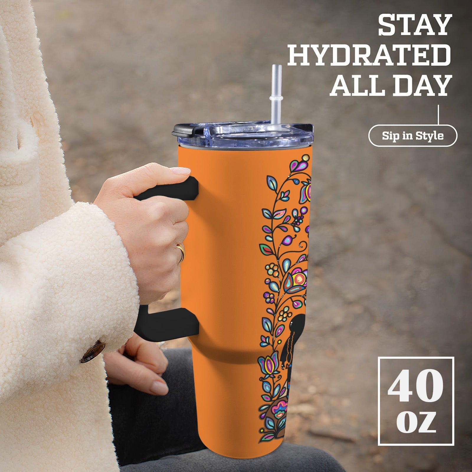 Rooted in Culture 40oz Tumbler with White Handle