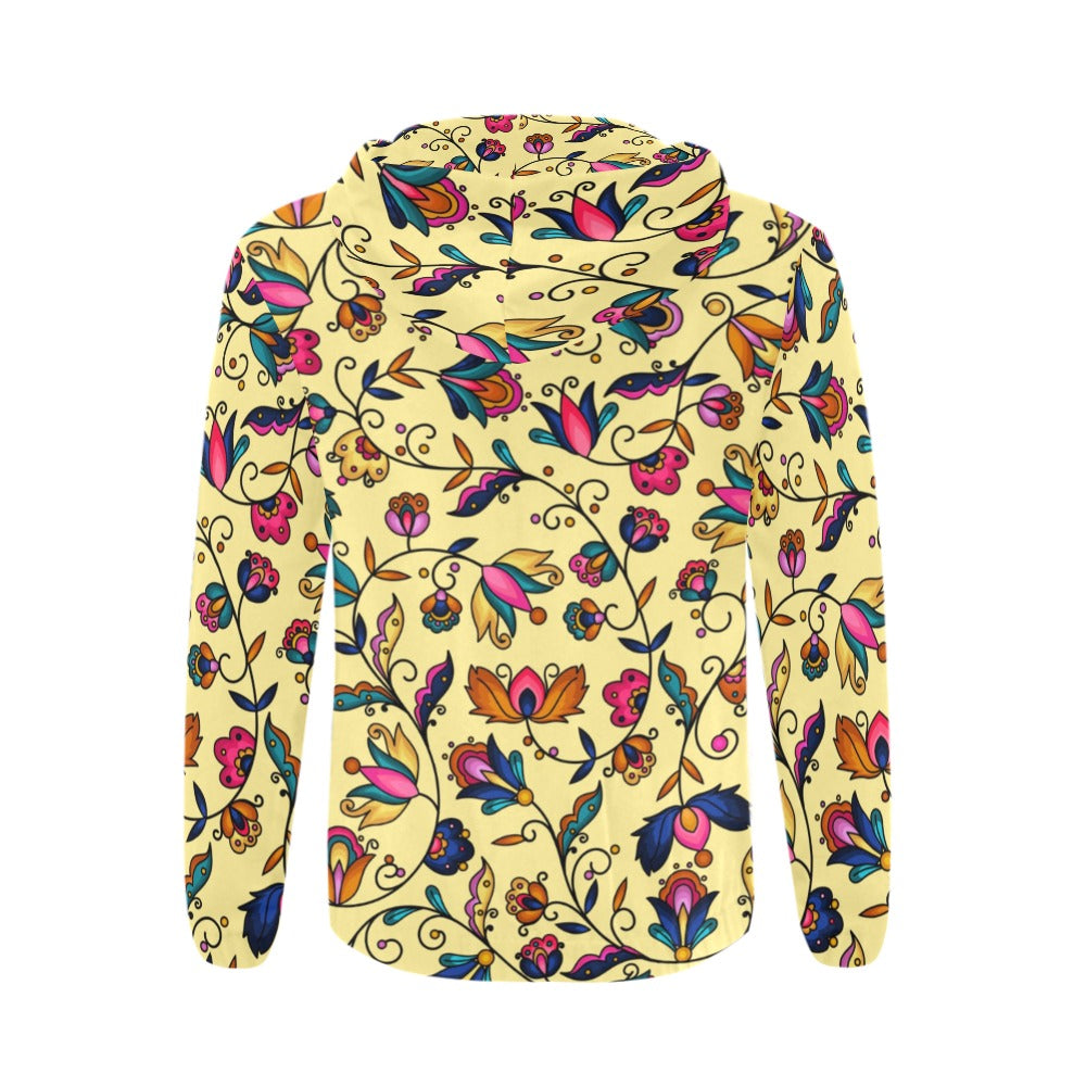 Copper Prairie Petals Yellow Men's Zipper Hoodie)