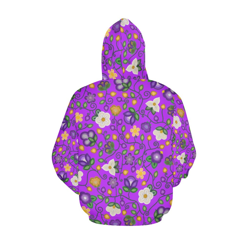 Midnight Moss Bloom Purple All Over Print Hoodie for Women (USA Size)