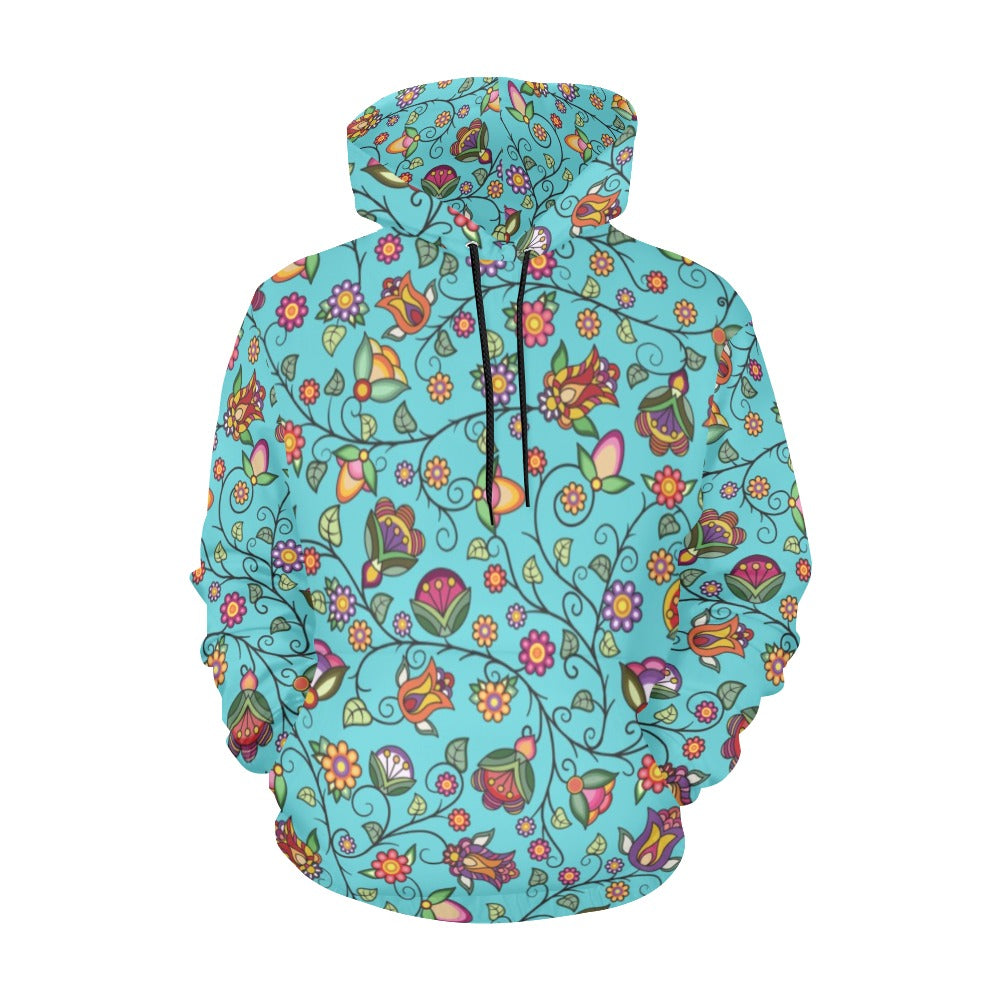 Heartbeat Petals Turquoise Hoodie for Men (USA Size)