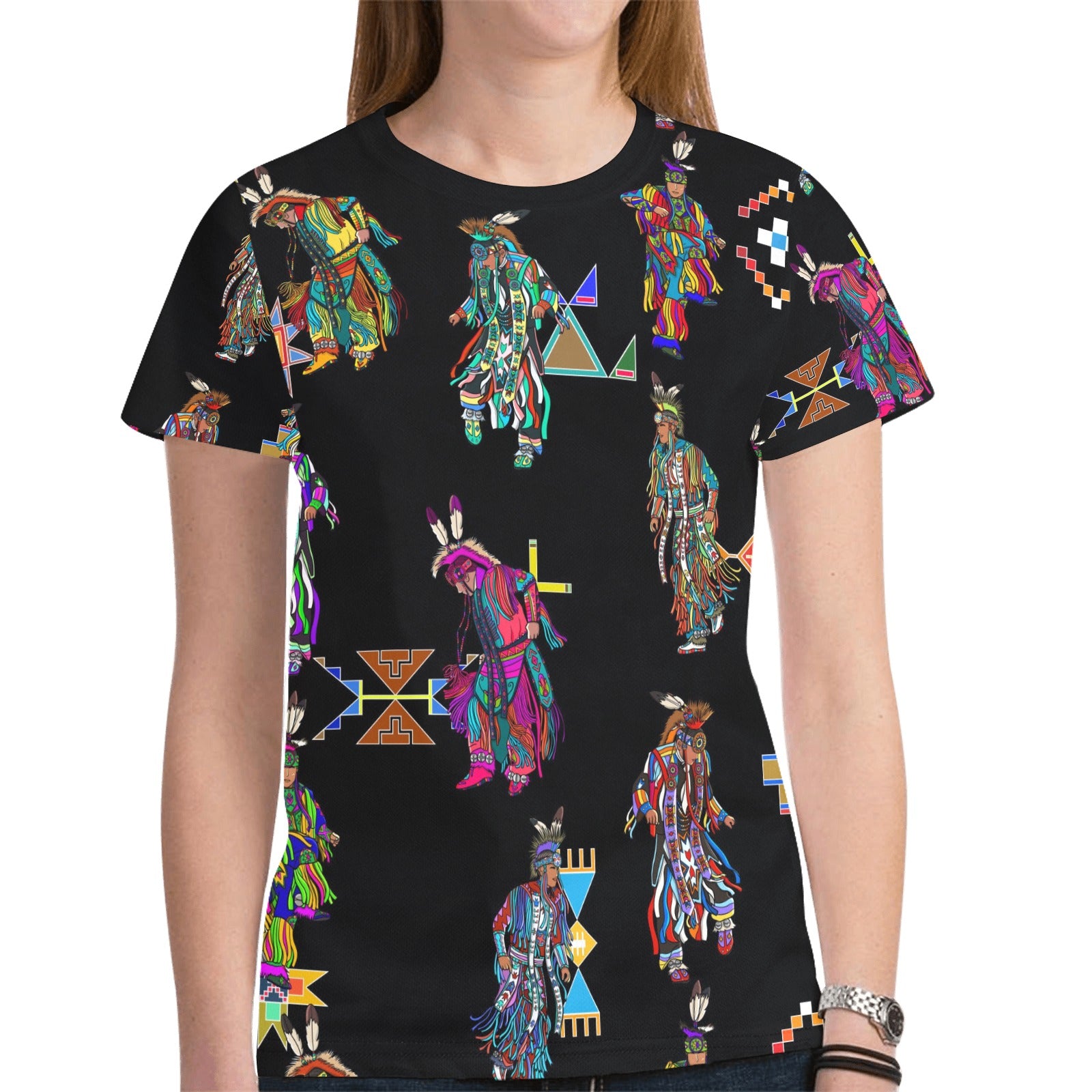 Men's Grass Dancers Black T-shirt for Women