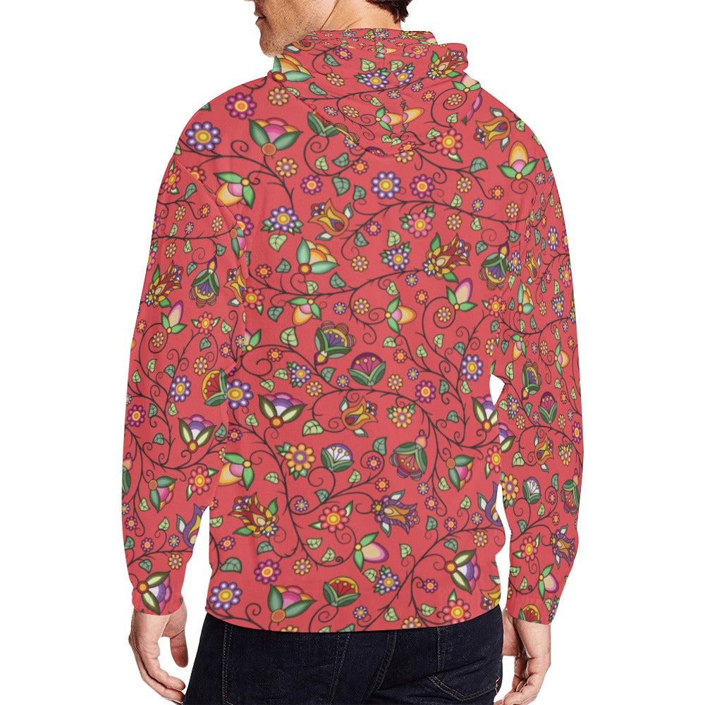 Heartbeat Petals Red Men's Zipper Hoodie