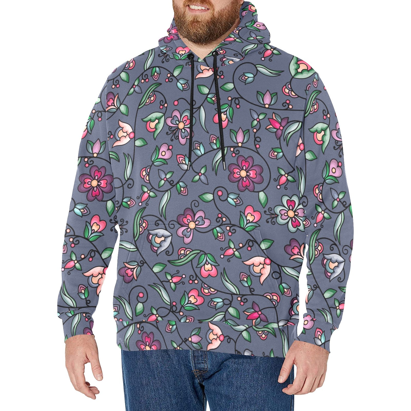 Amber Evening Garland Blue Men's Long Sleeve Fleece Hoodie