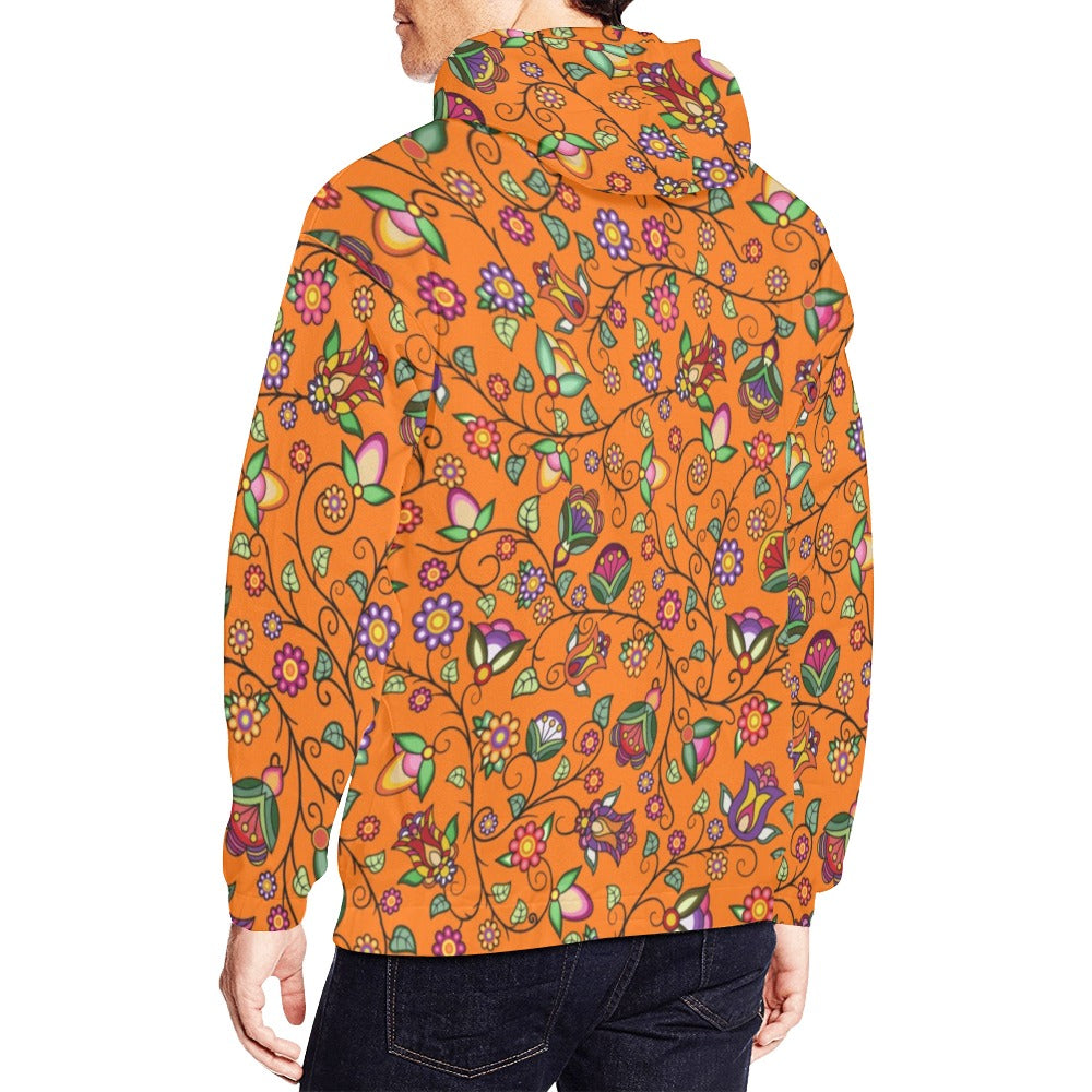 Heartbeat Petals Orange Hoodie for Men (USA Size)