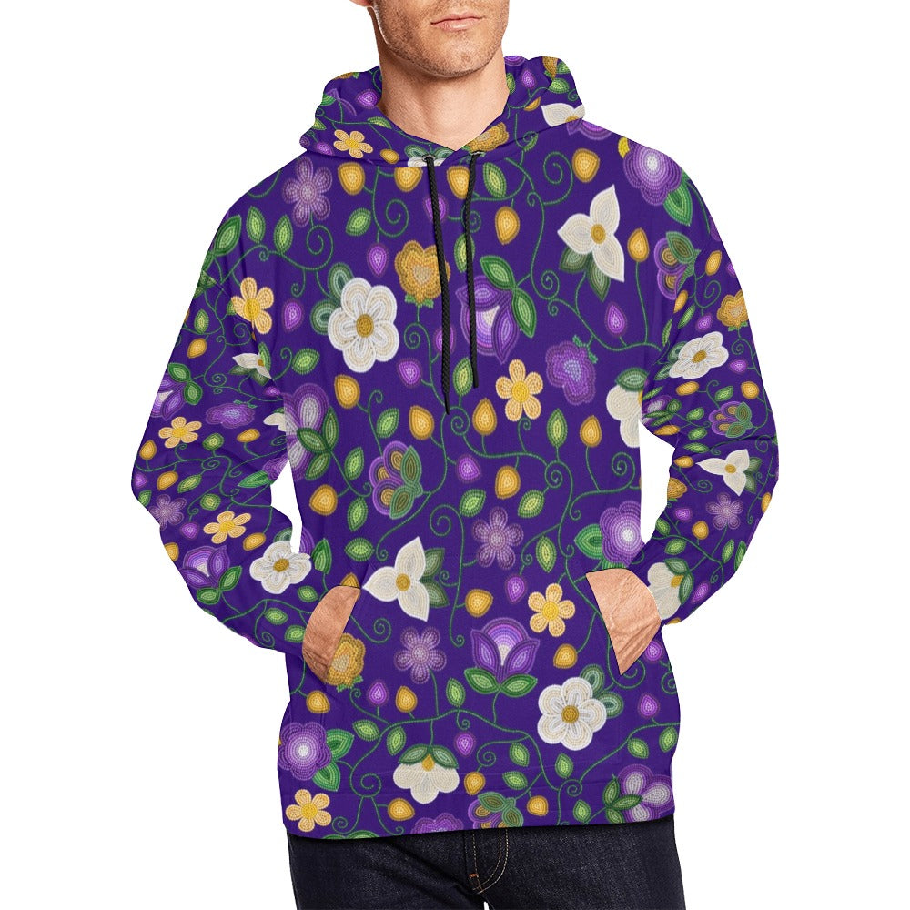 Midnight Moss Bloom Aubergine Hoodie for Men (USA Size)