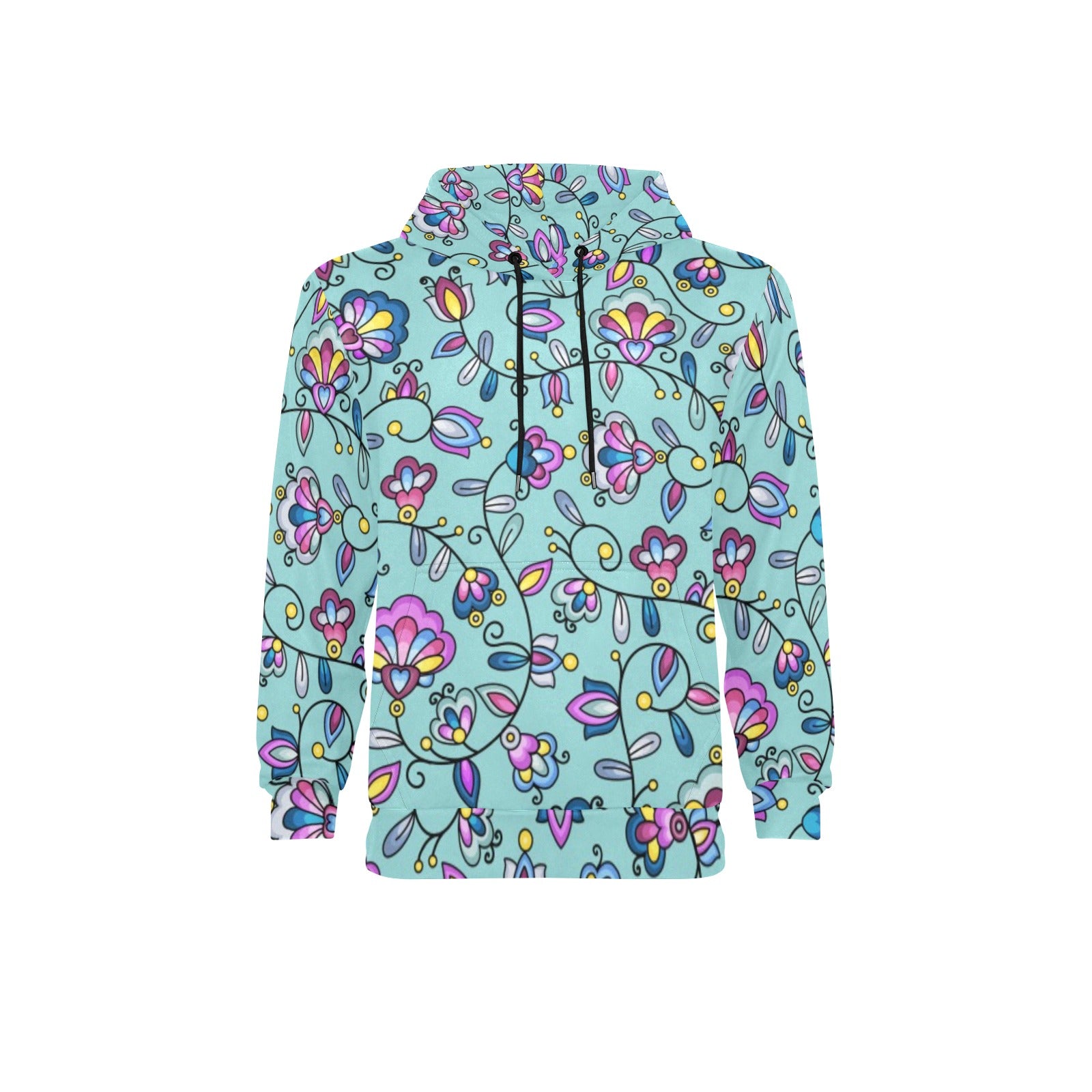 Autumn Bundle Blessing Turquoise Men's Long Sleeve Fleece Hoodie