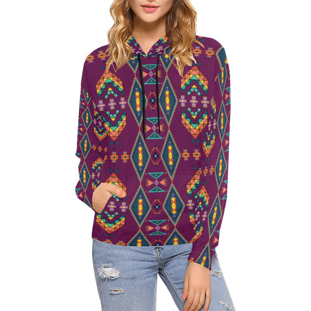 Travois Tipi Berry Hoodie for Women (USA Size)