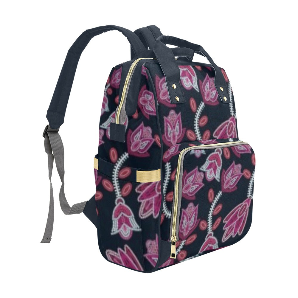 Beaded Pink Multi-Function Diaper Backpack/Diaper Bag