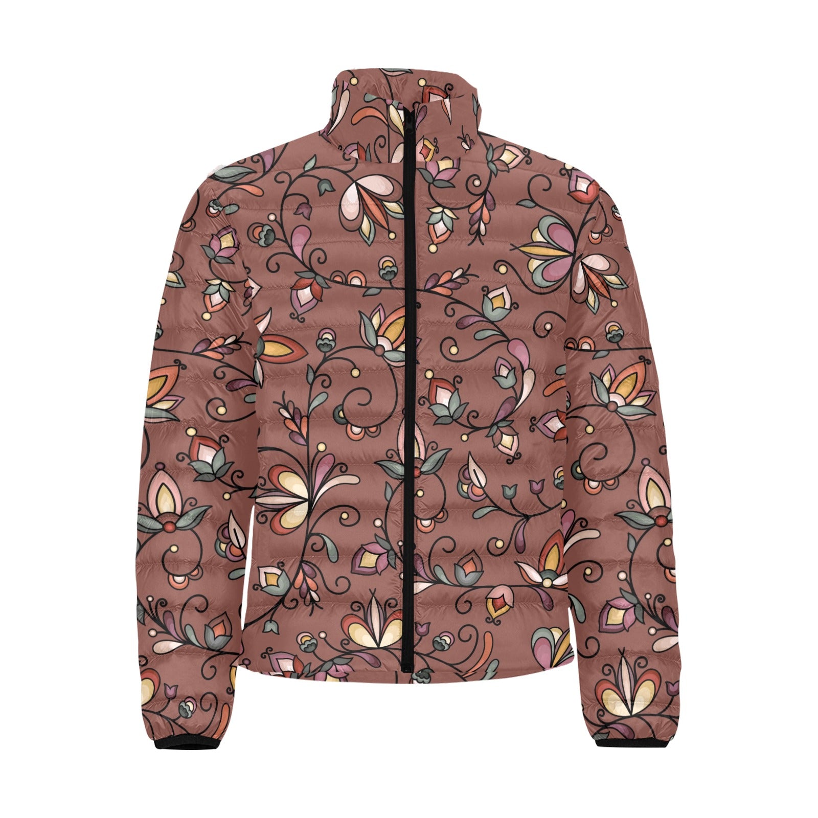 Burnt Sky Petals Brown Men's Padded Jacket