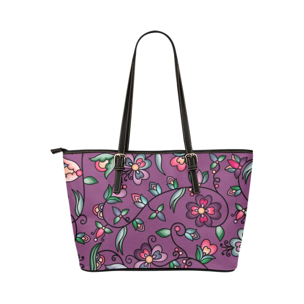 Amber Evening Garland Purple Leather Tote Bag/Large