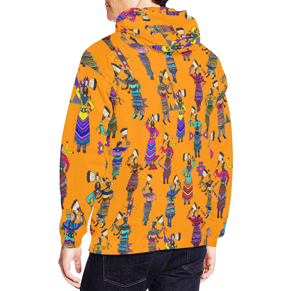 Women's Jingle Dancers Orange Hoodie for Men (USA Size)